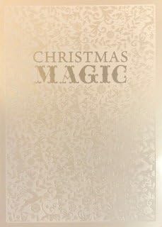 (8) Pearl Shimmer Christmas Magic Embossed Holiday Cards- Merry Christmas- Red Envelopes
