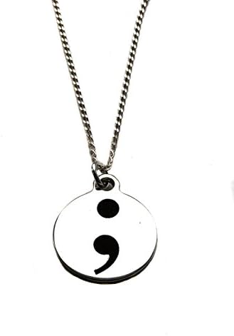 Semicolon Charm Necklace 18", Mental Health Suicide Prevention Awareness Jewelry Gift