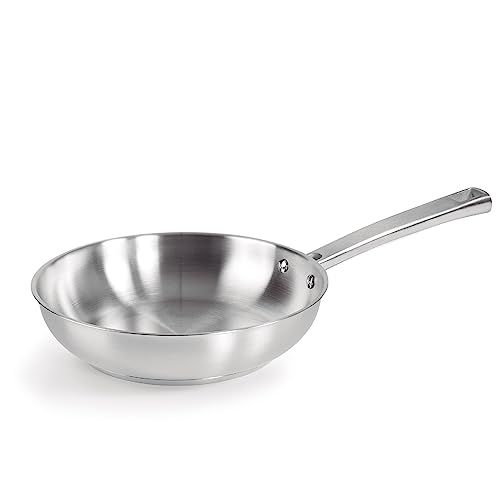 LACOR - 45428 - Foodie Frying Pan, Non-Stick Frying Pan, Compatible with All Types of Kitchen, Ecological, Thermo Diffuser Bottom, Stainless Steel, 28 cm, Grey