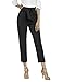 Freeprance Women's Pants Casual Trouser Paper Bag Pants Elastic Waist Slim Pockets XBK S Black