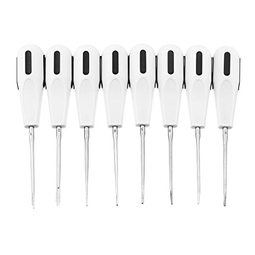 Christzo 8Pcs/Set Stainless Steel Dental Luxating Lift Elevator Curved Root Elevator Dentistry Dentist Instrument Teeth Whitening Tool