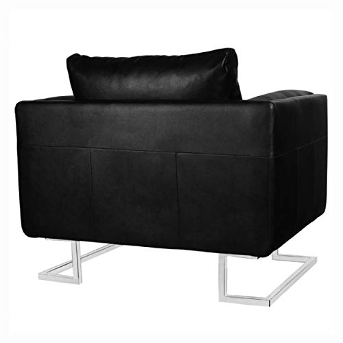 HomyDelight Arm Chair, Recliner & Sleeper Chair, Black Luxury Cube Armchair with Chrome Feet - Thumbnail 2