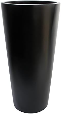 Dublin Tall Round Cylinder Fiberglass Planter (D:18" x H:36", Matte Black)