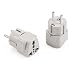 Wonpro Grounded Schuko Travel Plug Adapter Type E/F for Spain, France, Germany, Poland, Russia -CE Certified -2 Pack