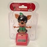 Happy Holidays Solar Powered Dancing Chihuahua Elf In Green Color Christmas Cloth. (Dark Brown) by Momentum