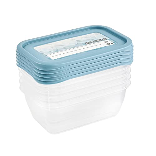 keeeper Tiefkühldosenset 5-teilig, Wiederbeschreibbarer Deckel, 5 x 500 ml, 15,5 x 10,5 x 6 cm, Mia Magic Ice, Nordic Blue thumbnail 3