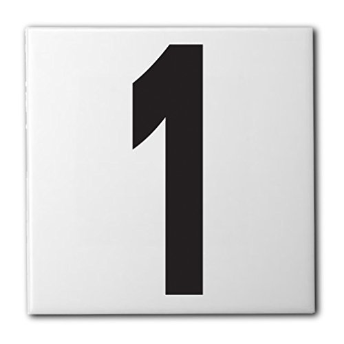 Ceramic Swimming Pool Waterline Depth Marker " 1 " Smooth Finish, 5 inch Font