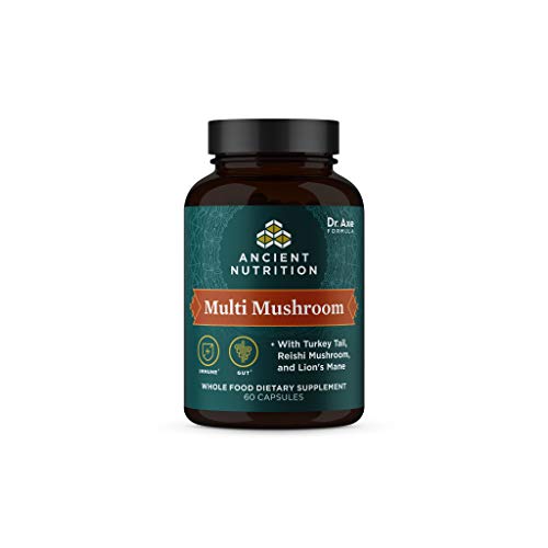 Ancient Nutrition Mushroom Supplement, Ancient Herbals Multi Mushroom, Immune Support with 2 Billion CFU Probiotics,Turkey Tail, Reishi, Shiitake, Lion's Mane & More, 60 Capsules