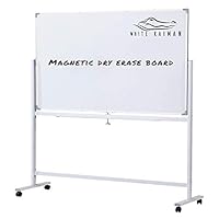 White Kaiman Dry Erase Magnetic Whiteboard w/Stand - Double Sided Reversible Marker Board, Mobile Metal Stand w/ 4 Locking Wheels - Accessories Included One Marker & Eraser (48x36w/stand)