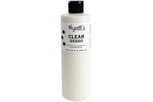 Hyatt's Artists’ Clear Gesso Primer for Acrylic Painting | 16 oz Gesso Bottle | For Use in Canvas Prep by Artists | Made in the USA