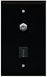 RiteAV - Black 1 Port HDMI 1 Port Coax Cable TV- F-Type Wall Plate