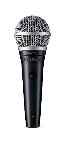 Shure PGA48 Dynamic Microphone - Handheld Mic for Vocals with Cardioid Pick-up Pattern, Discrete On/Off Switch, 3-pin XLR Connector, 15' XLR-to-XLR Cable, Stand Adapter and Zipper Pouch (PGA48-XLR)