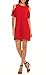 PrinStory New Women's Chiffon Cold Shoulder Sleeve Dress Red 14