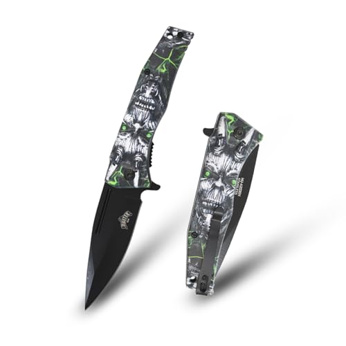 MASTER USA Folding Knife with Skull Design, ABS Handle for Tactical, Outdoors a…