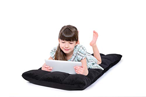 Gaming Floor Sofa Adjustable Chair for Adults & Kids - Comfortable Foam Seat & Removable Lounger Cover - Transformable Folding Sleeper Lounge Features 14 Reclining Positions from Flat to 90°,(Black)