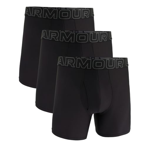 Under Armour Mens 3-Pack Performance Tech Mesh Boxer Brief, 6 Inseam – Breathable, Moisture Wicking, Soft Touch, All-Day Comfort, Black, XL