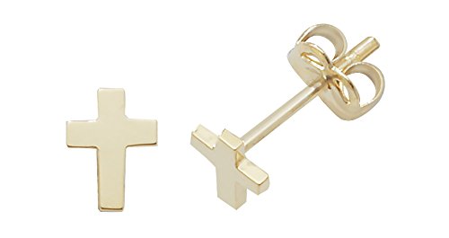 Contemporary 9ct Gold Ladies Cross Stud Earrings - 6mm*5mm WJS1888