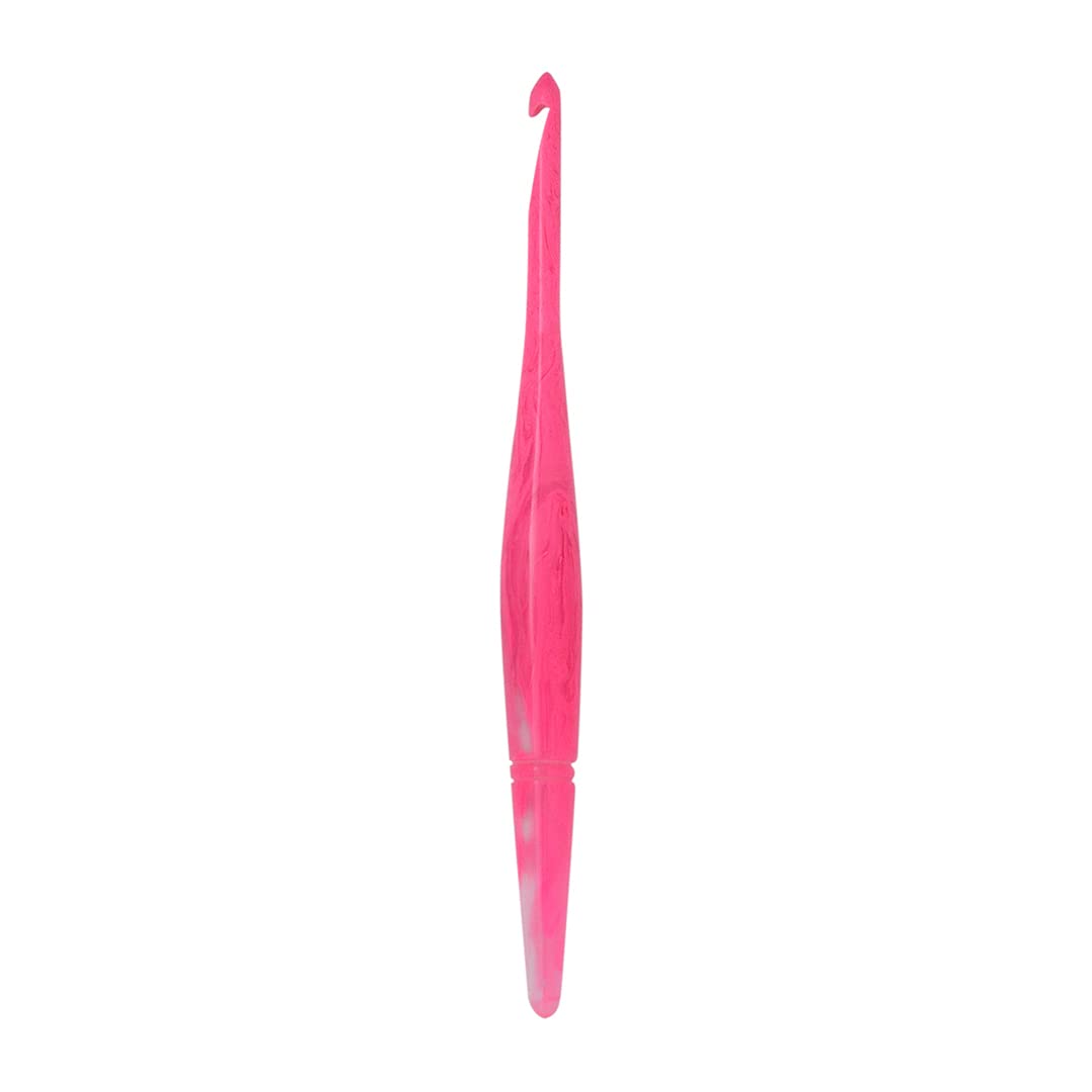 Ommi Ergonomic Handle Crochet Hooks | Handcrafted 17.78 cms Crochet Hook | Knitting Needle, Craft Yarn Weave | Best Gift! (Pink Swirl, 10 mm)