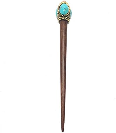 Artistique Juda Hair Stick Inlay Imitation Stone Work for Women (Brown)