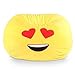 GoMoji Emoji Ergonomic, Heart Eyes Soft Fur, Durable, Very Comfortable Bean Bag Chair Love Yellow