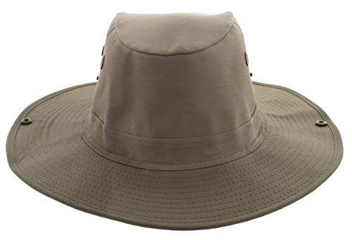 JFH Wide Brim Unisex Safari Outback Summer Hat w/Neck Flap (Large, Brown) - coolthings.us