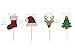 Partico 24 Pcs Christmas Glitter Cupcake Topper Food Fruit Picks Decorations for Christmas Party Favors Includ Santa Hats, Christmas Tree, Red Socks, Golden Reindeer