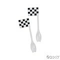 Checkered Race Car Picks with Spoons - 25 pcs