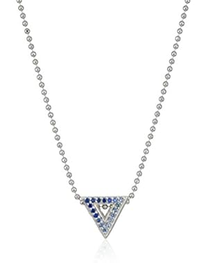 Little Elements Sterling Silver Triangle with Swarovski Genuine Blue Sapphires Pendant Necklaces
