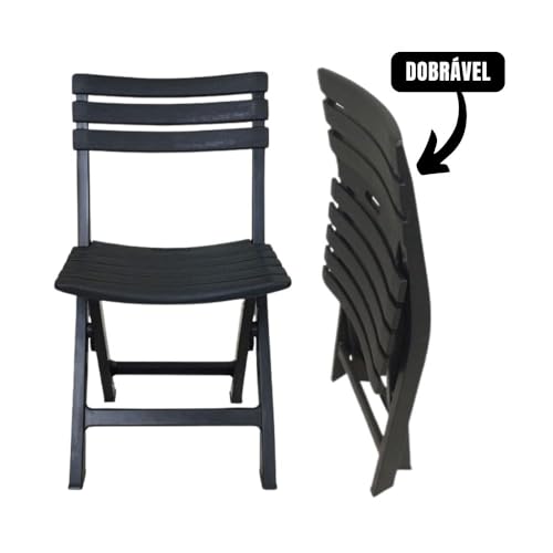 Cadeira Portátil Dobrável Preta – Ideal para Eventos, Praia e Camping | Plástico Reforçado 110 kg (1)