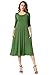 Jouica Women's 3/4 Sleeve A-line Splice Casual Midi Long Dress (Army Green XL)