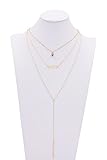Zealmer Women Multilayer Gold Chain Layering Necklace Choker Necklace Long Bar Necklace