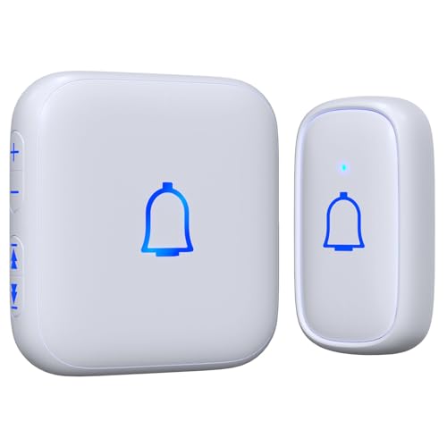 【IP66防水防塵】SleeZOO ワイヤレスチャイム 玄関チャイム 送信機電池式 無線 受信機コンセント 介護 7段階音量調節 メモリ機能 呼び鈴 チャイム 屋外 インターホン 工事不要 300M無線範囲 LED提示 60種以上メロディー 増設可能 (ホワイト 1送信機 1受信機) の商品画像