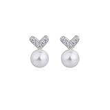 Leiothrix Korean Style Earrings Stud Geometrical Heart-shaped Pearl Earrings Jewelry for Women and Girls