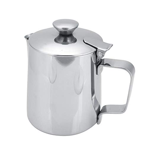 Fdit Stainless Steel Coffee Cup Mug Milk Frothing Pitcher Jug with Lid for Latte Coffee Art for Offi Fdit Stainless Steel Coffee Cup Mug Milk Frothing Pitcher Jug with Lid for Latte Coffee Art for Offi