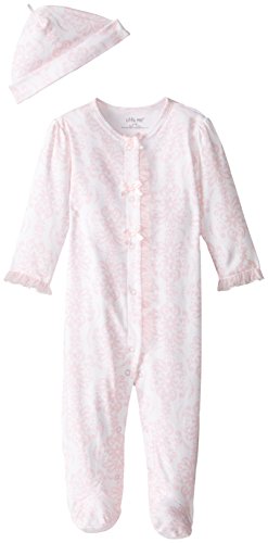 Little Me Baby-Girls Newborn Damask Scroll Footie and Hat, Pink/Multi, 6 Months