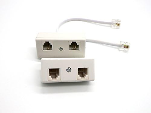 JDYYICZ 2 Pcs 2-Way RJ11 Telephone Plug to RJ11 Socket Adapter and Splitter for Landline Telephone