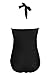 Women Solid Halter Neck Wrap One Piece Swimwear Monokini Black XL