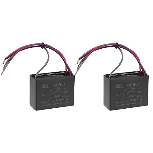 uxcell Ceiling Fan Capacitor CBB61 4/5/6uF 350V AC 4 Wires Metallized Polypropylene Film Capacitor 58x44x26mm for Electric Fan Pump Motor Generator 2Pcs: Industrial & Scientific