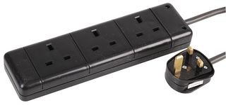 PRO ELEC - Extension Lead, 3 Socket, 5 Metres (Black)