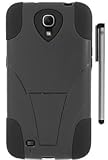 For Samsung Galaxy Mega 6.3 Double Layer Hybrid Stand Cover Case with ApexGears Stylus Pen (Black)