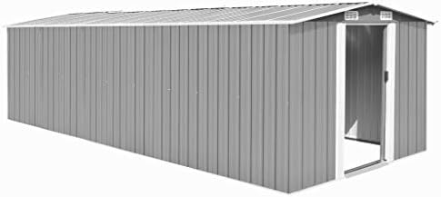 Vidaxl Geratehaus 257x597x178cm Metall Grau Gerateschuppen Schuppen Gartenhaus Amazon De Garten