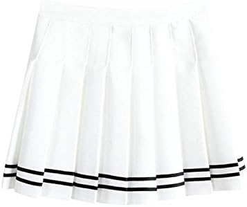 Rsuma Sweet Preppy Style Pleated Mini Skirt, White M