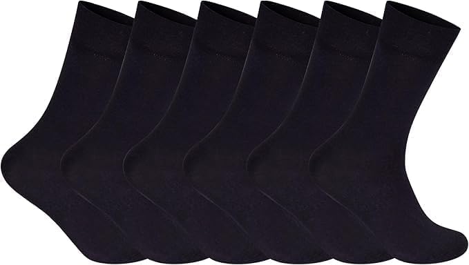 ITRAT Diabetic sock for Woman Non Elastic Wide Honey Comb Top Soft Cuff Ankle Wide Grip Odema Friendly Non Binding Circulatory For Swollen Feet legs (Black 6 Pairs)