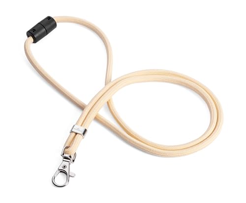 Durable Textile Lanyard with Carabiner Clip, Pack of 10, Beige