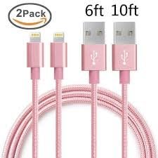 Iphone charger cable 2 pack 6 ft 10 ft Nylon braided lightning to usb charge and sync cable for Iphone 8 8s 7 7s 6 6s 5 5c ipad mini air 2 pro 12 ( grey and blue )