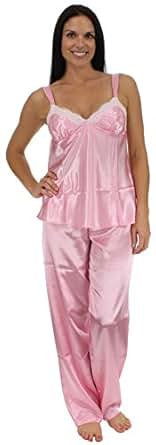 Pajama Heaven Satin Tank & Pant Light Pink- XL at Amazon Womenâs Clothing store: