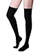 HASLRA Women's Solid Over The Knee High Socks 1 Pairs (Black)