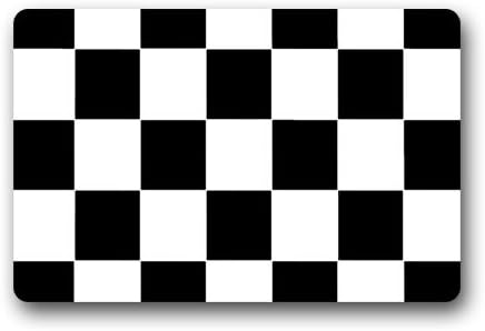 High Quality Personalized Black White Checkered Pattern Design Durable Home Indoor/Outdoor Floor Mat Doormats 23.6"(L) x 15.7"(W) 3/16" Thickness