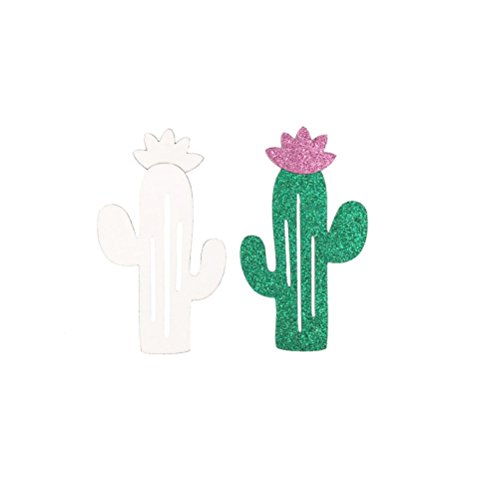 JANOU Green Cactus Tropical Palm Leaves Glitter Cake Toppers Cupcake Picks Cake Decoration for Wedding Birthday Luau Party Decoration Pack 12pcs