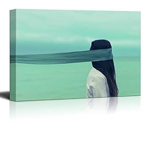 Canvas Wall Art - Girl on The Beach - Modern Home Art Stretched and Framed Ready to Hang - 12x18 inches